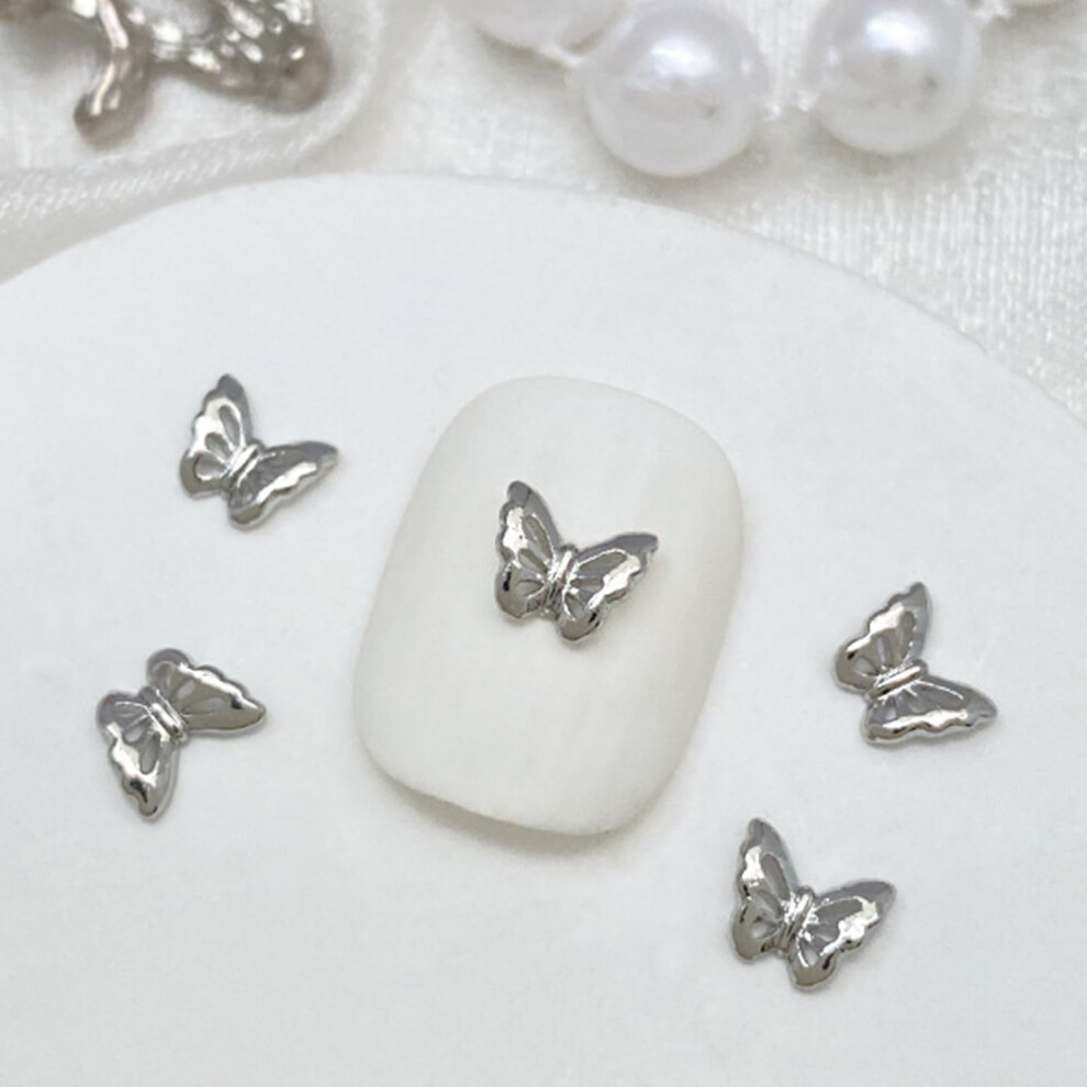 10PCS 3D Alloy Butterfly Nail Art Decorations Metallic Rhinestone Charms for Manicure