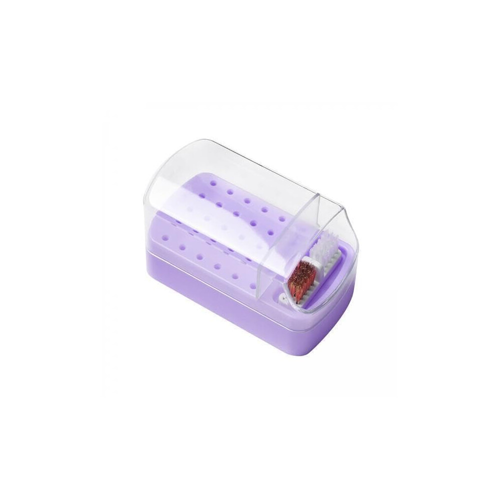 30Hole Nail Bit Holder with Transparent Dustproof Cover and Cleaning Brush for Salon and Home
