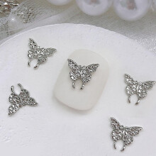 10PCS 3D Alloy Butterfly Nail Charms with Rhinestones for Elegant Manicure Decorations