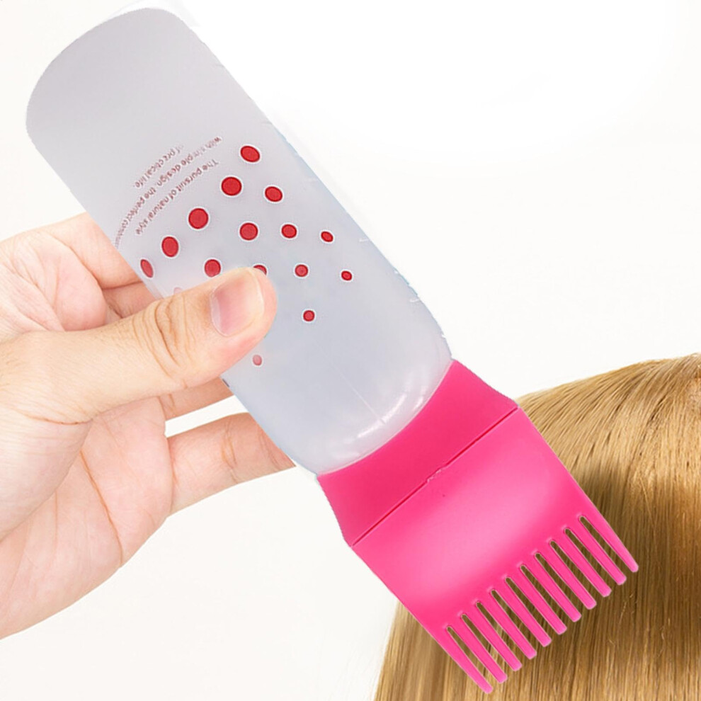Red Hair Dye Applicator Bottle With Comb For Even Liquid Distribution And Precise Scalp Oil Application