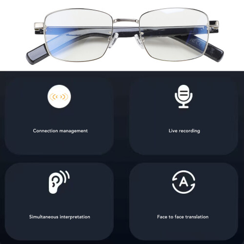 Smart Glasses Translator, 100+ Languages, Bluetooth 5.3, 8H Battery 2