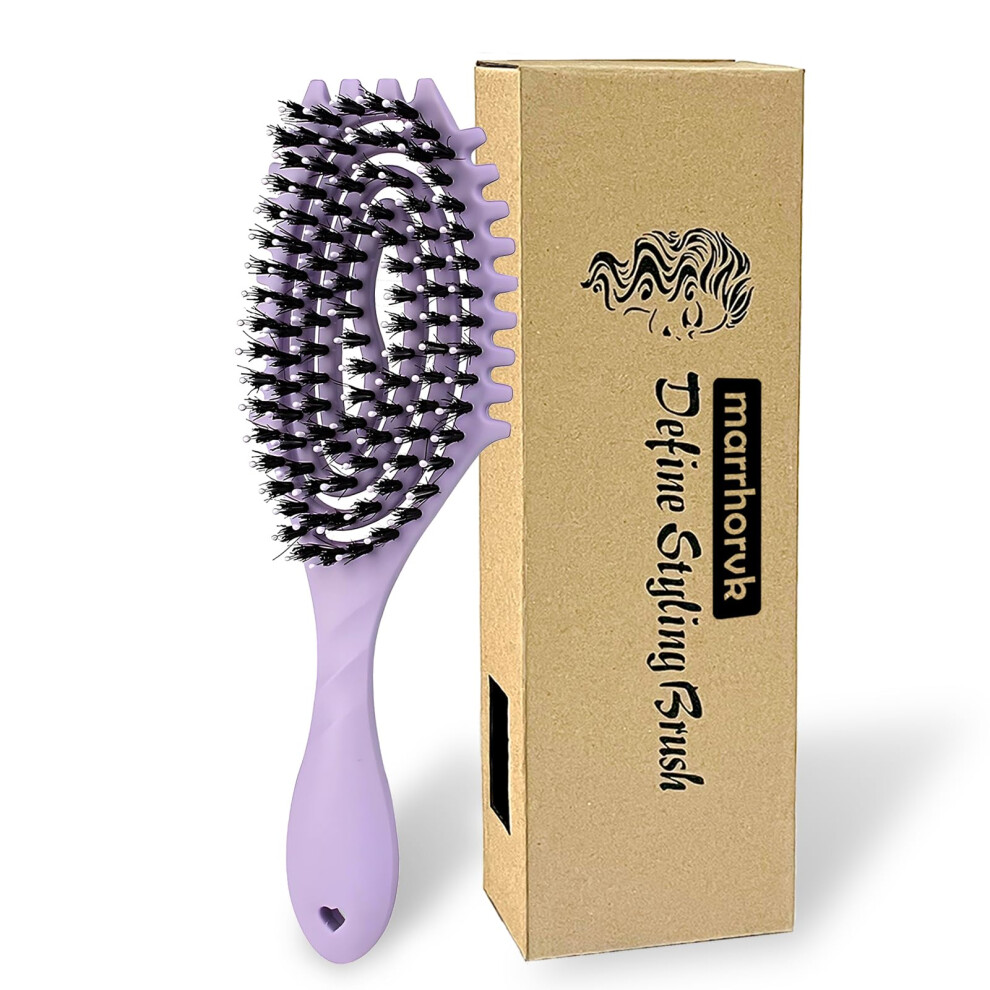 Purple Vented Hair Brush For Curly Hair With Ergonomic Curved Grip And Boar Bristles, 1Pack