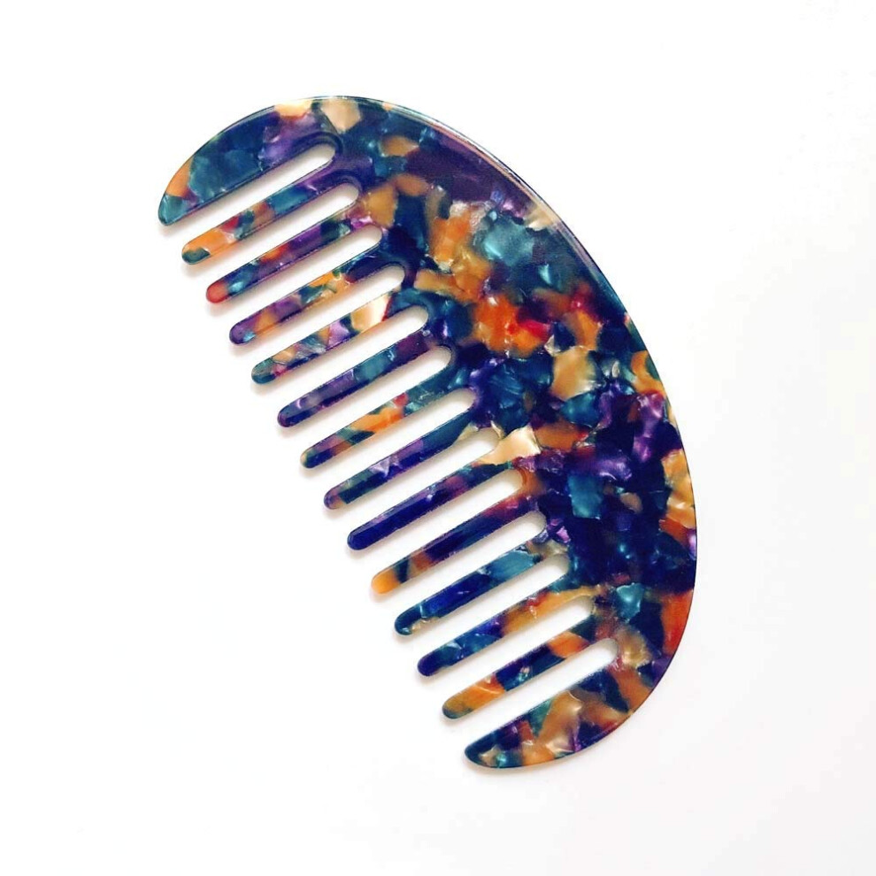 Unisex Wide Tooth Detangling Hair Comb For Thick And Curly Hair Antistatic Acetate Marble Leopard