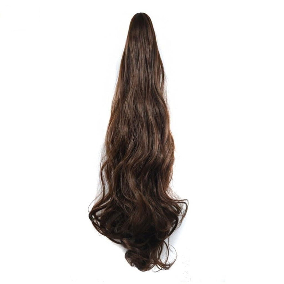 Unisex Long Curly Synthetic Ponytail Extension 55Cm With Secure Claw Clip, Heatresistant Fiber For Women