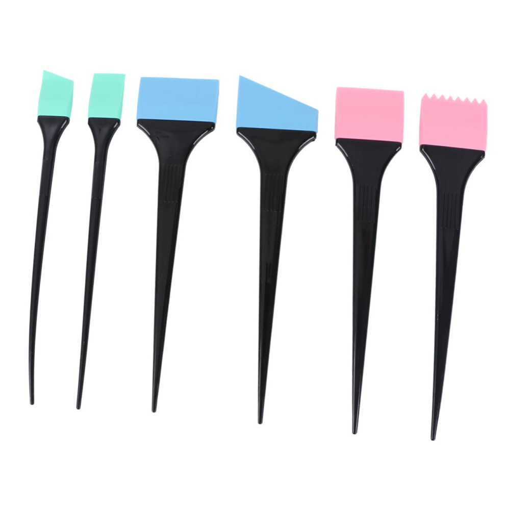 6pcs Silicone Hair Coloring Brush Set for Even Dye Distribution and Salon Home Use