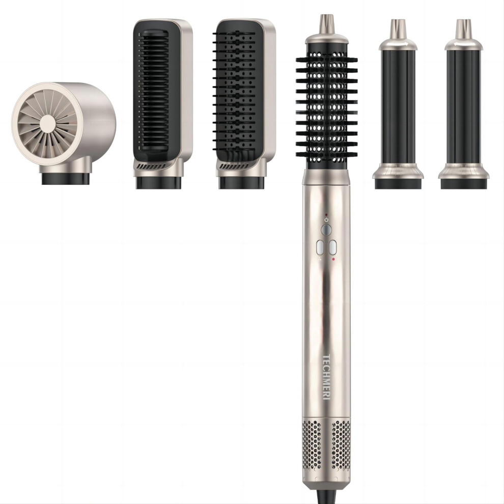 Hot Air Brush Hair Dryer, 6 in 1 Ionic Styler with Auto Wrap Curling, Speed Airflow, Frizz Control