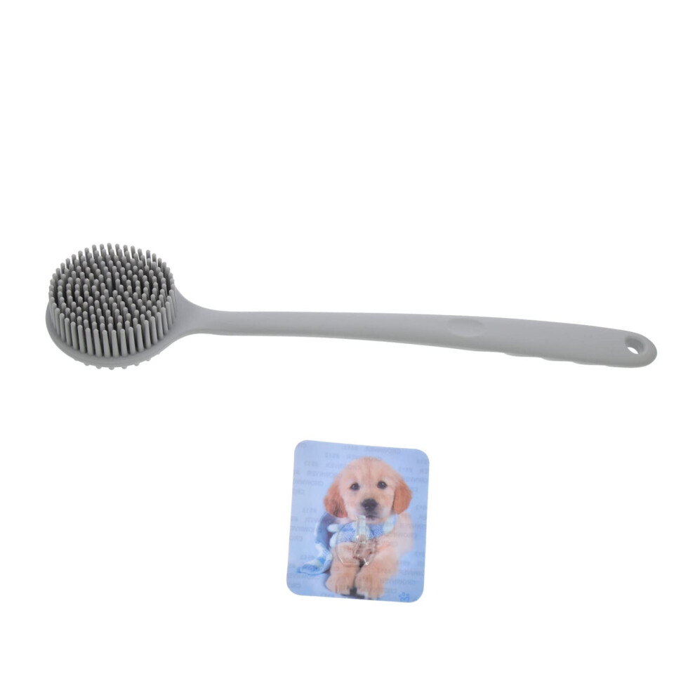 Silicone Bath Brush with Long Handle for Gentle Back Cleaning and Exfoliating