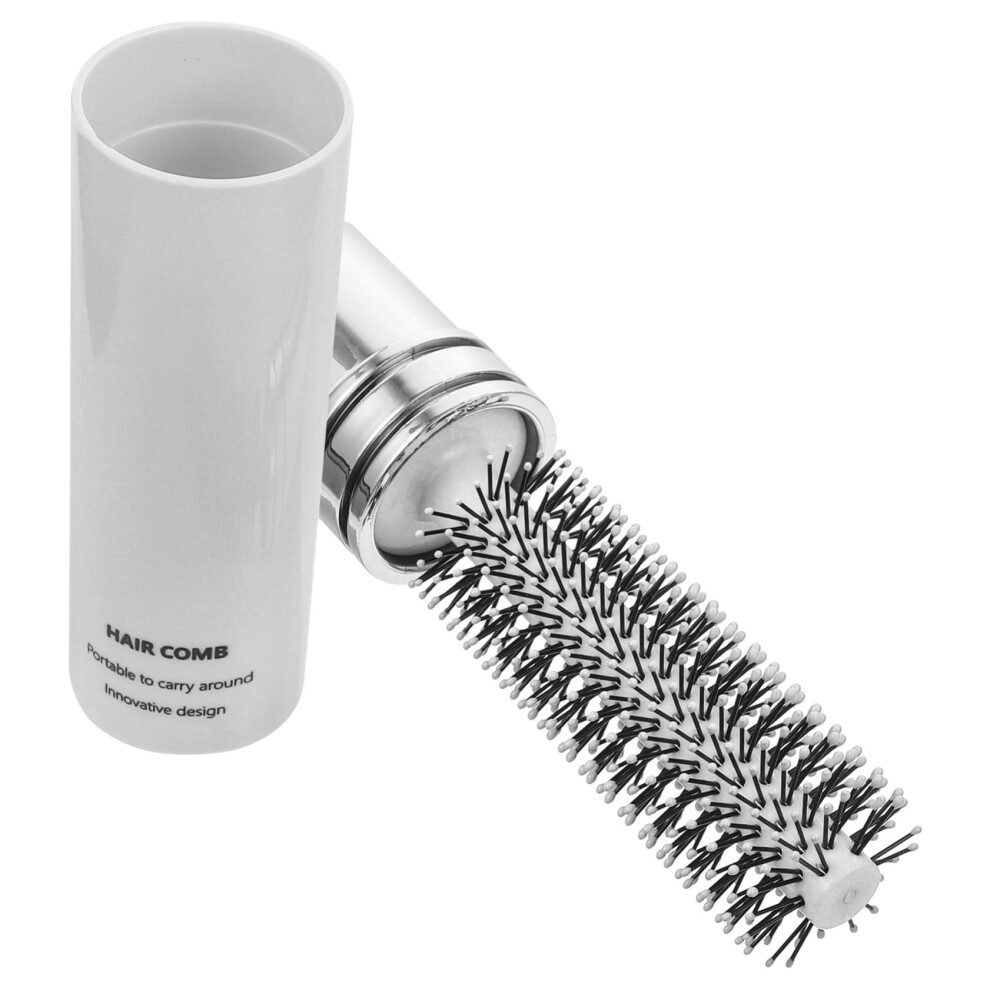 Ivory/White Retractable Roller Hair Brush Antistatic Styling And Detangling For All Hair Types