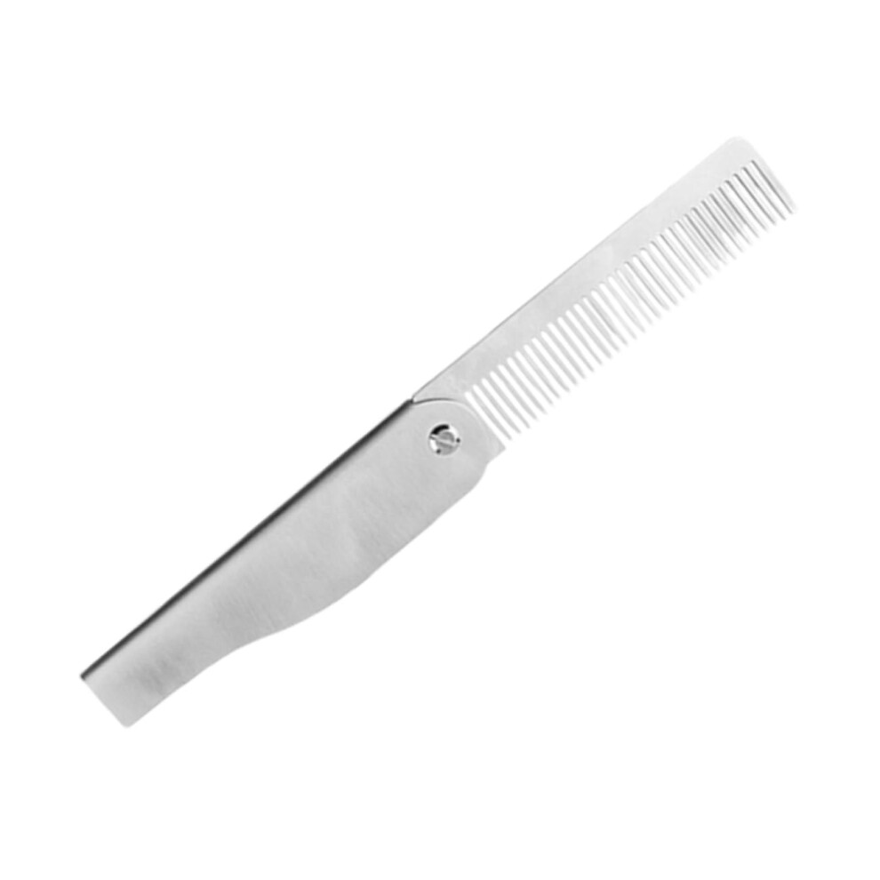 Unisex Stainless Steel Folding Comb For Men Beard And Mustache Grooming With Fine Tooth Detangling