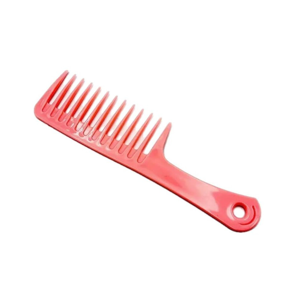 Unisex Pink Wide Tooth Detangling Hair Comb For Curly Wet Hair, Plastic, Gentle Styling