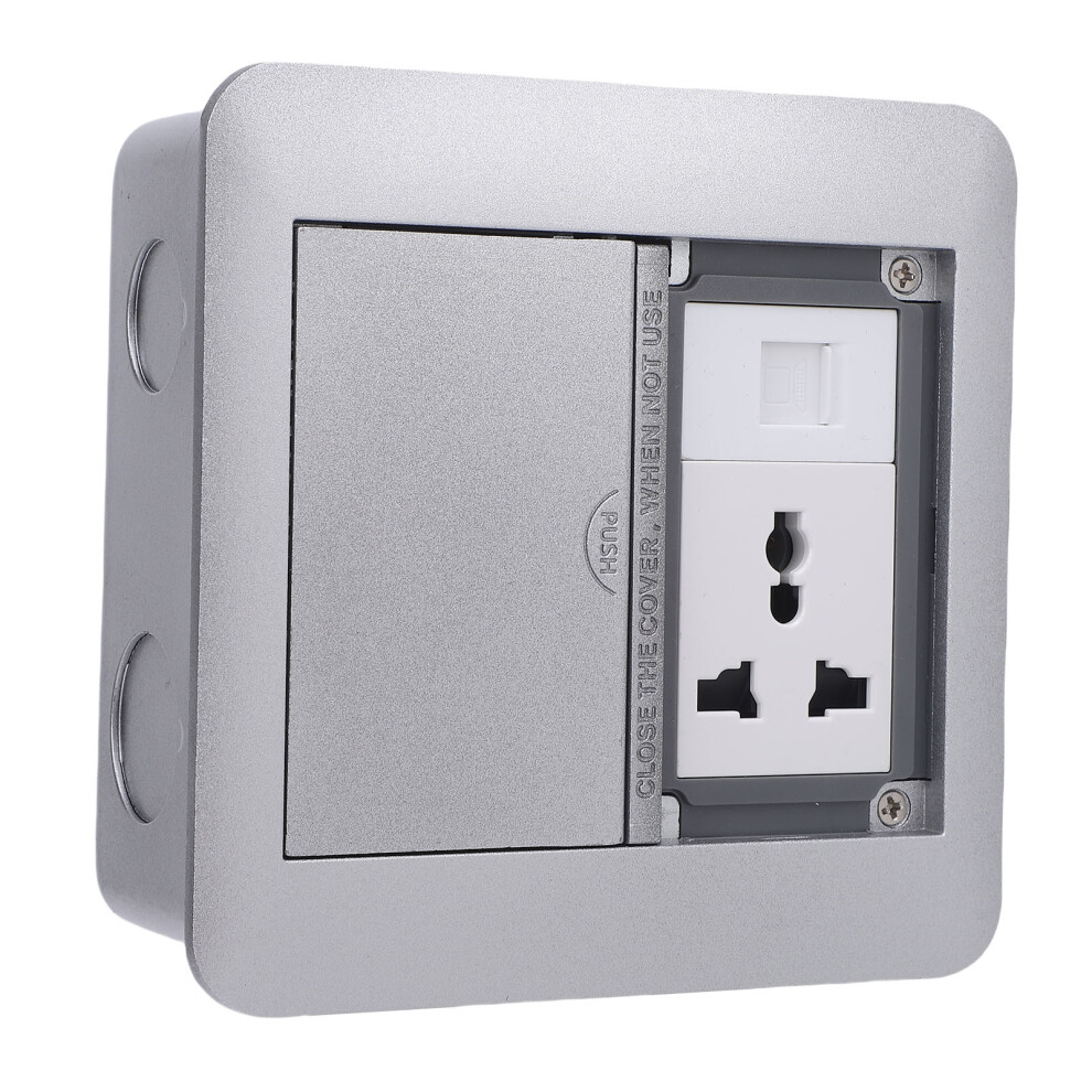Desktop Socket Box 3 Prong Outlet & Network Recessed Power Strip 4000W Silver 8791380730725