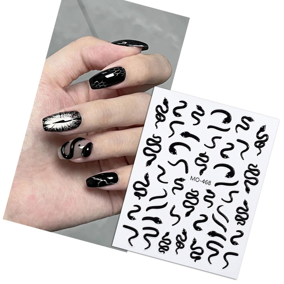 Black Snake Nail Stickers Snake Nail Art Decals Selfadhesive Elegant Design For Manicure