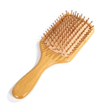 Bamboo Paddle Hair Brush for Gentle Scalp Massage and Frizz Reduction, All Hair Types, SquareL