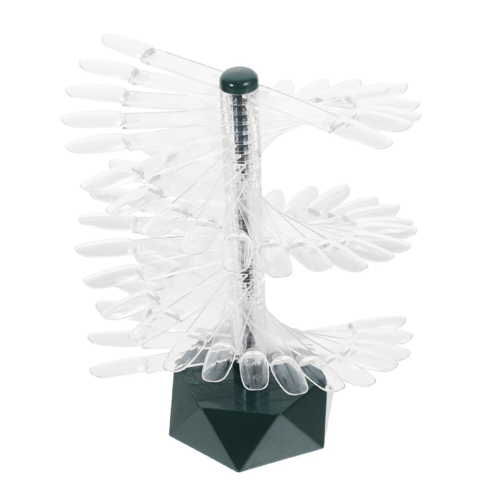 Green Spiral Acrylic Nail Color Display Stand With 60 Tip Capacity And Stable Holder For Practice