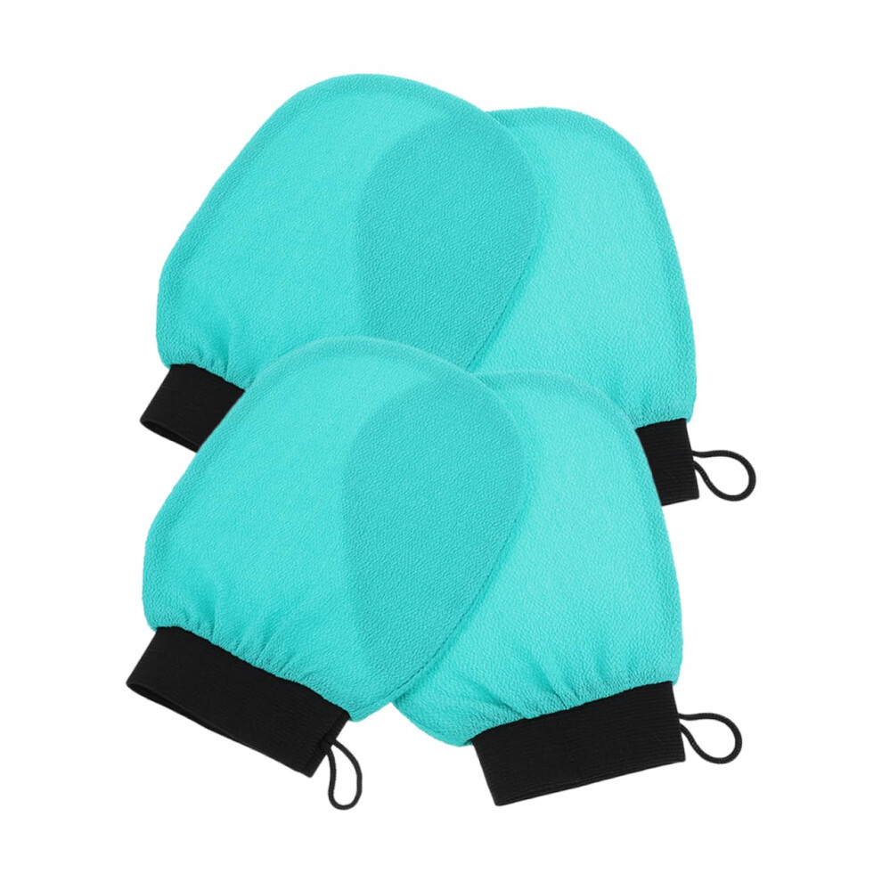 Exfoliating Bath Gloves 4pcs for Smooth Skin Body Scrub Dead Skin Removal Spa Mittens Green