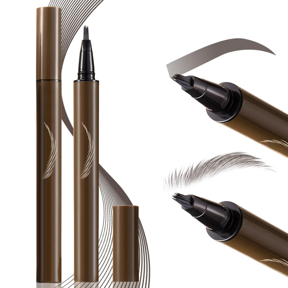 2 Pack Microblading Eyebrow Pen Waterproof Long Lasting Fork Tip for Natural HairLike Strokes Black