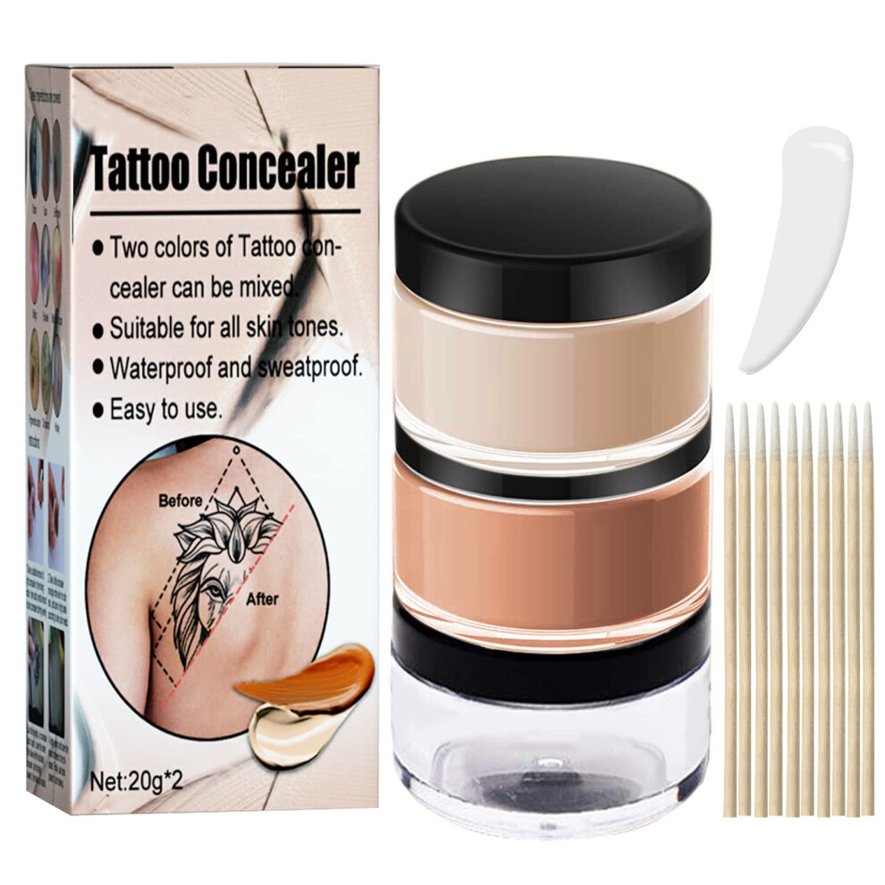 Cream/Dark Tattoo Cover Up Waterproof Concealer Set Full Coverage For Scars Spots Face Body