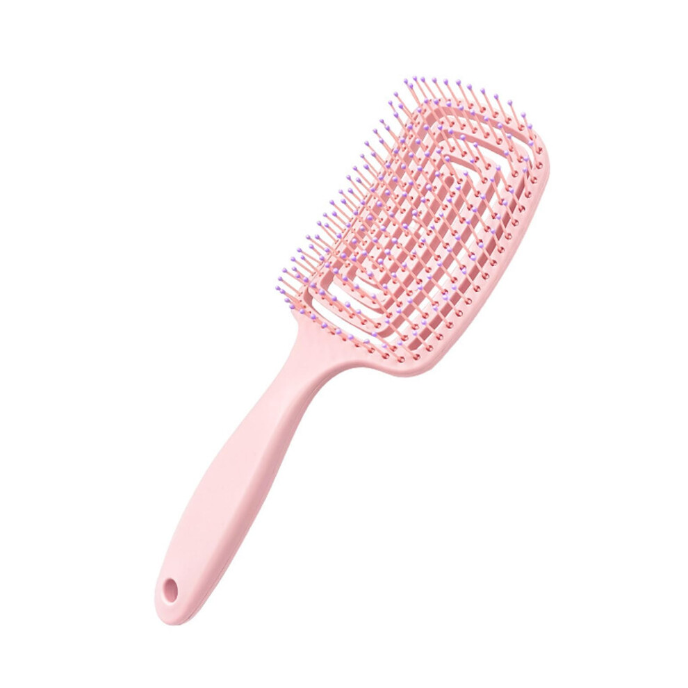 Pink Detangling Hair Brush With Vented Paddle Design For Wet And Dry Curly Hair, Ergonomic