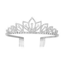 Crystal Crown Headband with Comb for Bridal Wedding, Birthday Party, Sparkling Silver Tiara