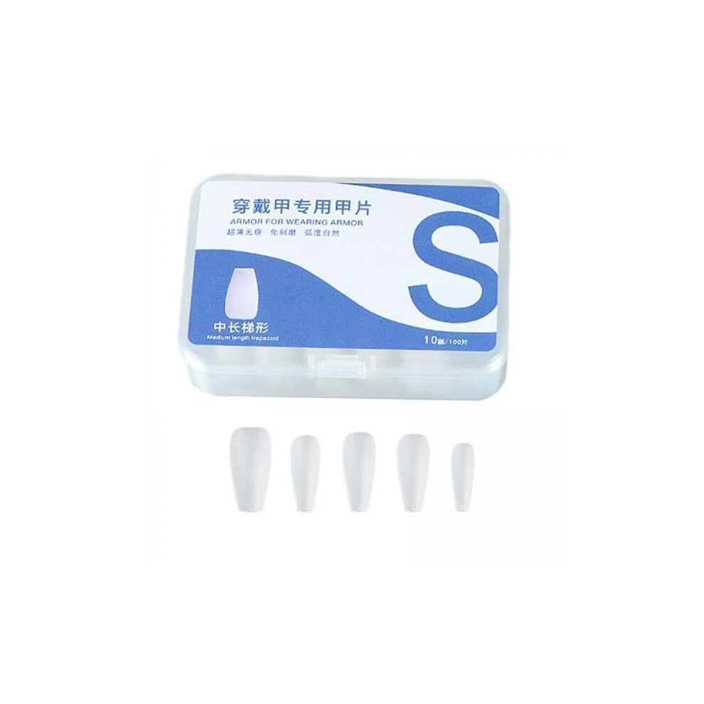Fake Nail Tips with Glue, Pre Shaped Gel Nail Extensions, DoubleSided Frosted, Multiple Sizes