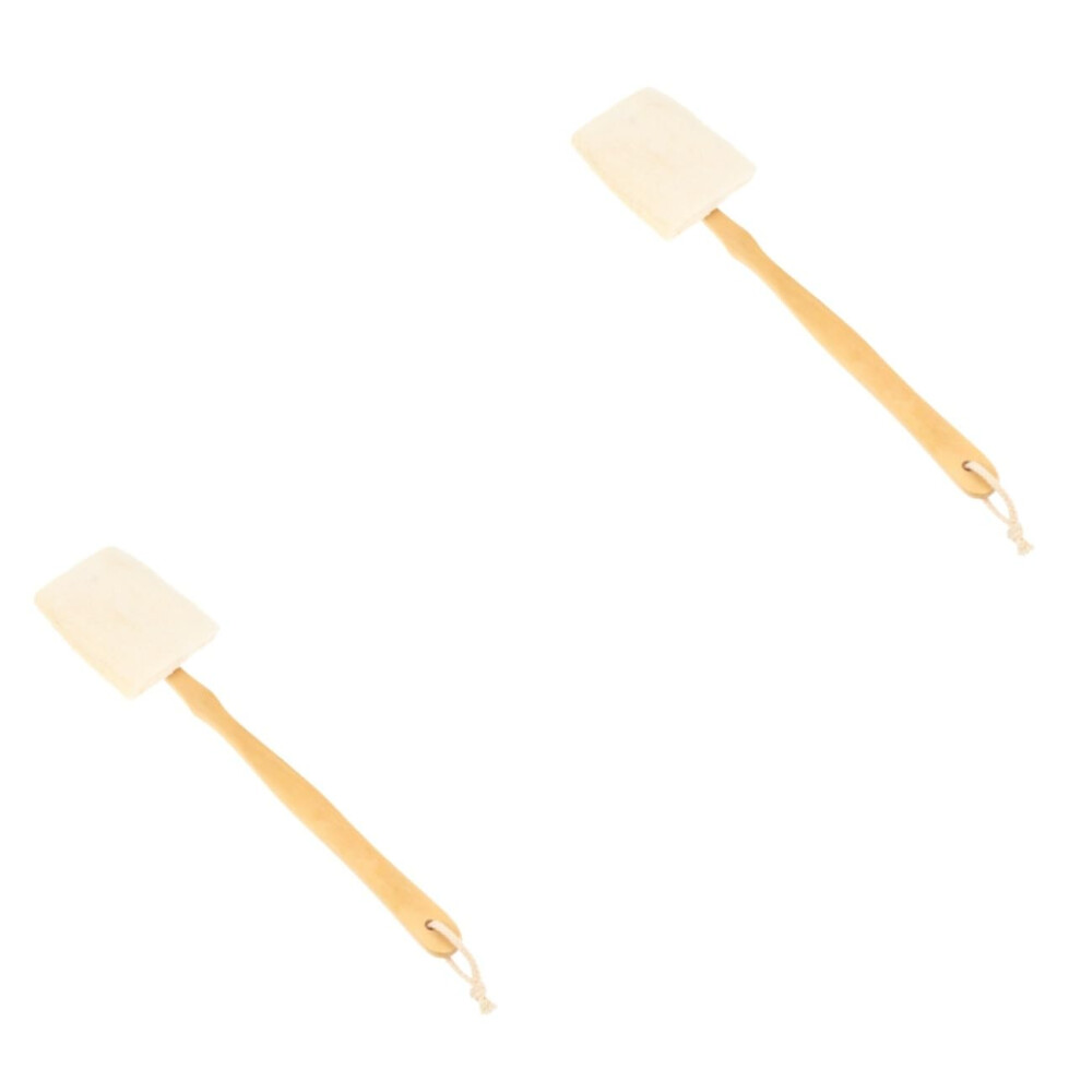 Loofah Bath Brush with Long Bamboo Handle, DualSided Back Scrubber for Gentle Deep Cleansing