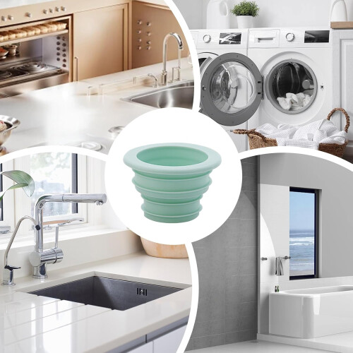 Silicone Drain Pipe Seal Ring AntiOdor Reusable Kitchen Sewer Plug Easy Install Green 1