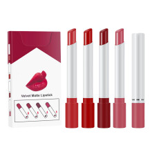 Lipstick Set 4 Colors Matte Waterproof Long Lasting with Vitamin E Unique Cigarette Box Gift