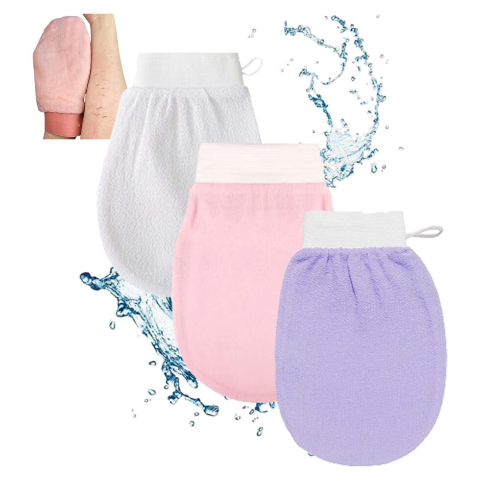 Exfoliating Gloves 3Pack for Dead Skin Removal, Deep Body Scrub Mitt Improves Skin Texture