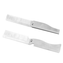2pcs Stainless Steel Folding Pocket Comb for Men Beard and Hair Styling Travel Grooming Tool