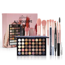 Eye Makeup Kit with Eyeshadow Palette Eyeliner Mascara Brushes Waterproof LongLasting Set