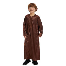 Arabian Thobe Muslim Thobe Long Sleeve Kaftan Round Neck Robe Embroidered Set Size 56 Years Coffee