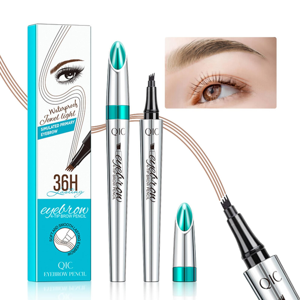 Brown Microblading Eyebrow Pen Light With 4Prong Microfork Tip, Smudgeproof Allday Wear