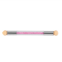Dual Ended Nail Art Sponge Brush with Replaceable Heads for Gradient and Dotting, Pink Rhinestone
