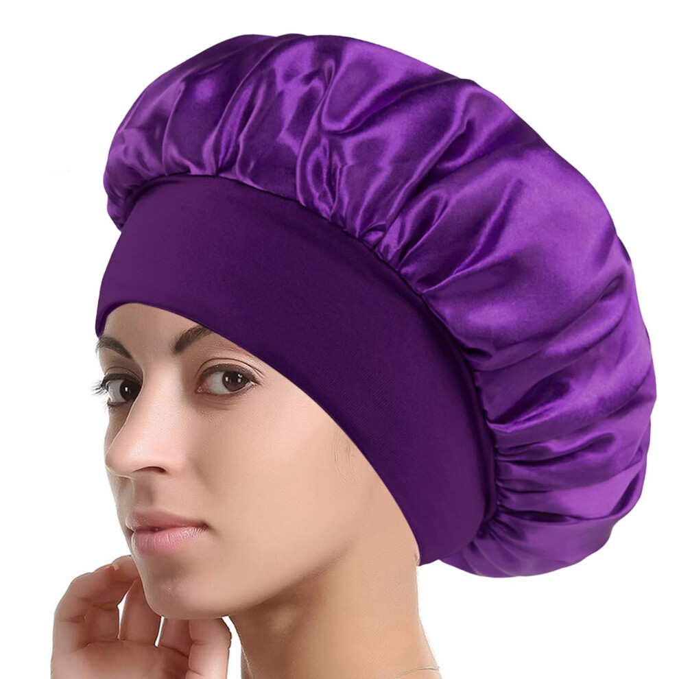 Satin Bonnet for Sleeping Frizz Hair Protection Wide Elastic Fit for Curly and Long Hair