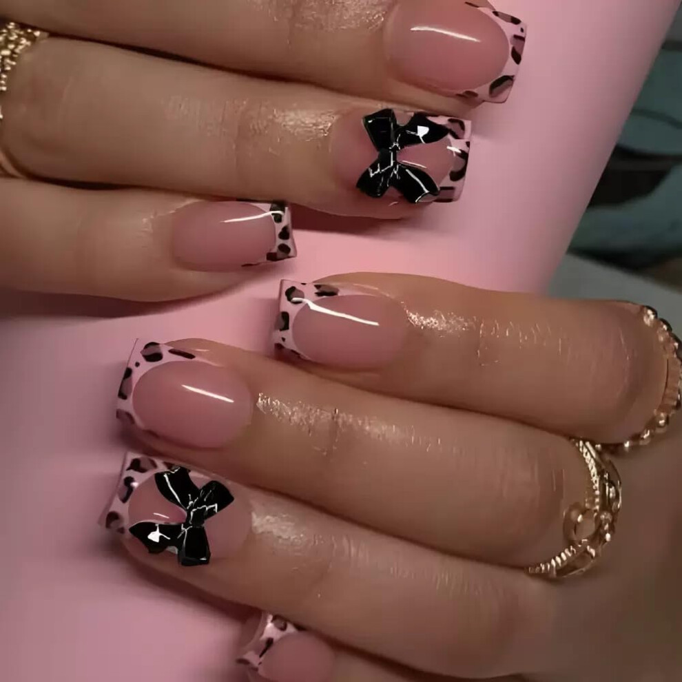 Press On Nails Square Set with Glue, SalonQuality Long Lasting Fake Acrylic Nails for Women, 24PCS