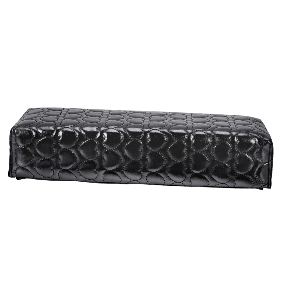 Black Pu Leather Nail Art Hand Rest Pillow Ergonomic Manicure Armrest Cushion For Salon And Home