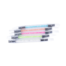 Nail Art Pen Set with Dual Tip Silicone Heads for Precision Carving and Crystal Rhinestone Handle