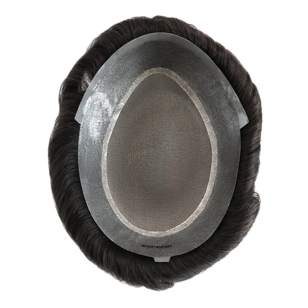 Unisex Men's Toupee Human Hair Wig With Breathable Mono Base And Secure Poly Perimeter 8X10in Natural Look