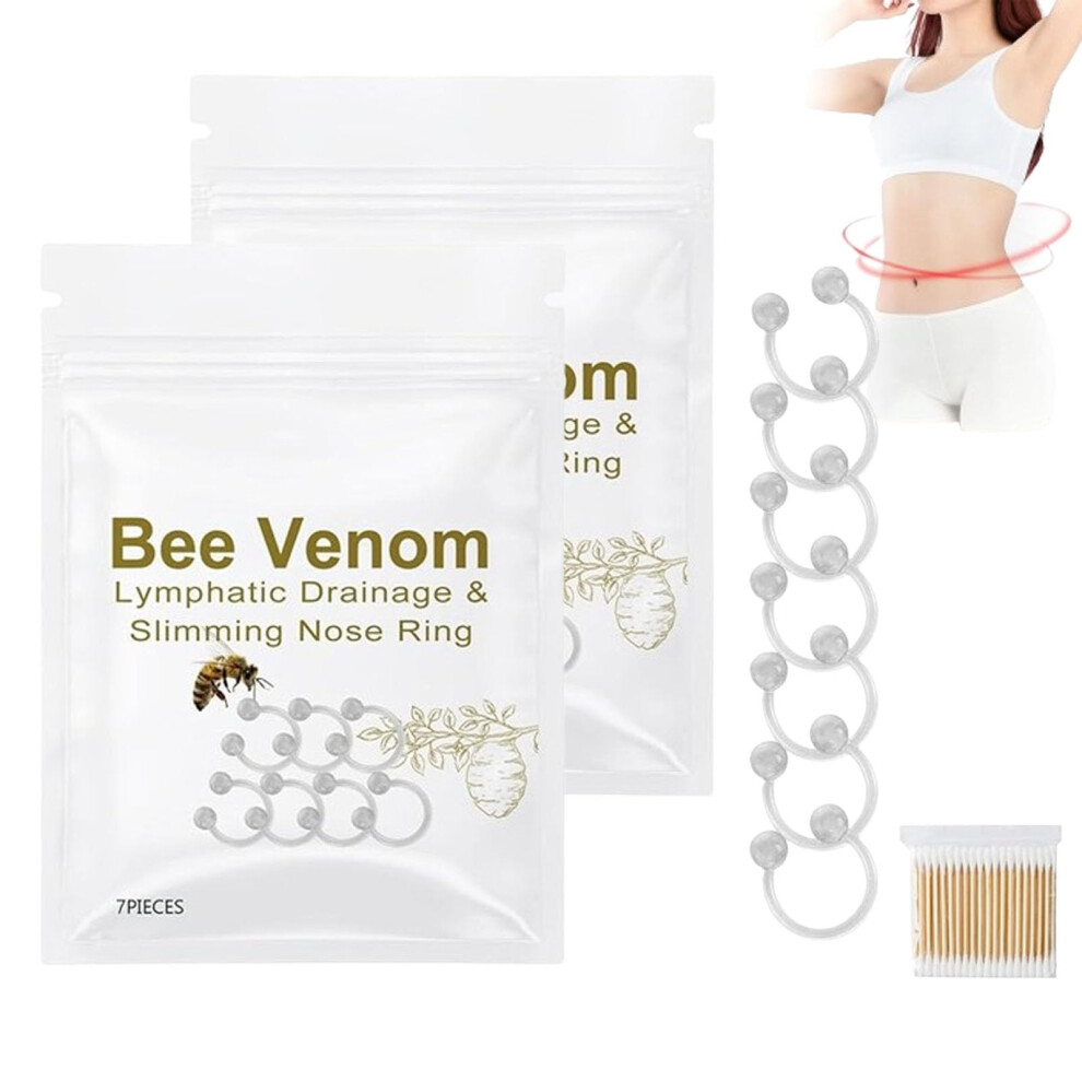 Bee Venom Lymphatic Drainage Slimming Nose Ring Set 7pcs with Cleaning Cotton Buds
