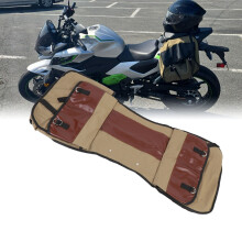 Wasserdichte Canvas- PU-Leder-Motorrad-Satteltaschen für Reisen, 12L, Braun