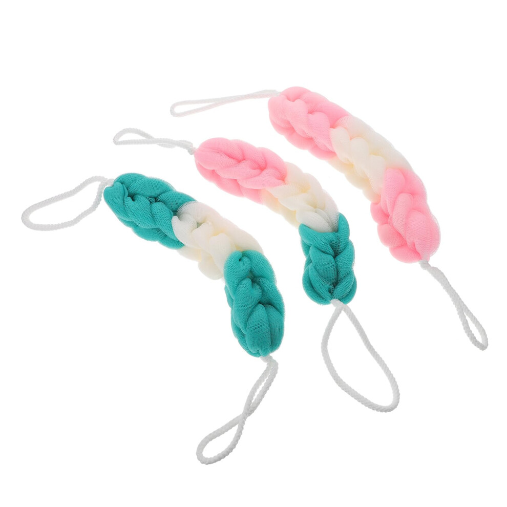 Bath Sponge Pouf Set of 3 Gradient Colors, Shower Loofah for Gentle Exfoliation and Rich Lather