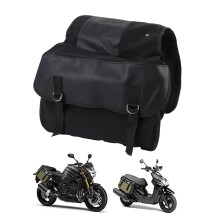 Wasserdichte Canvas-PU-Leder Satteltaschen für Motorräder zum Touren und Pendeln Schwarz