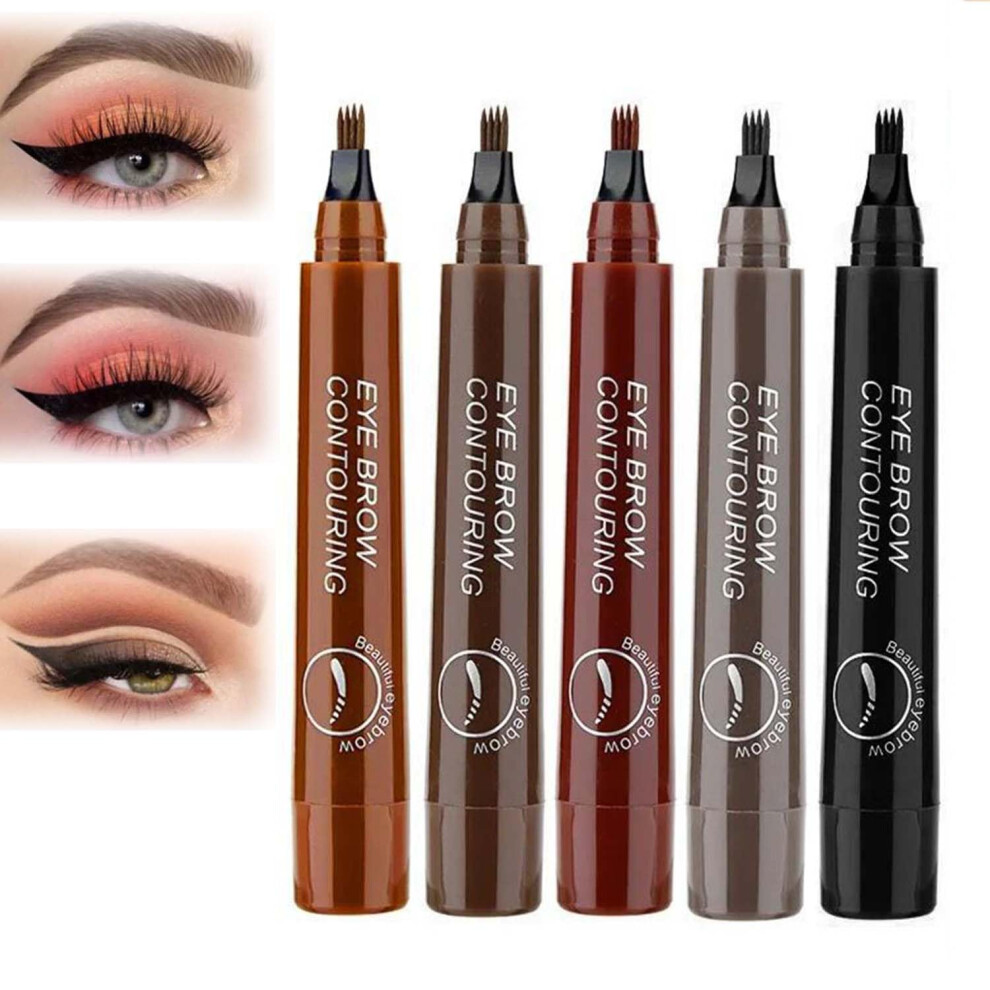 Brown Waterproof 3D Microblading Eyebrow Pen Reddish With Four Fork Tip For Natural Brows