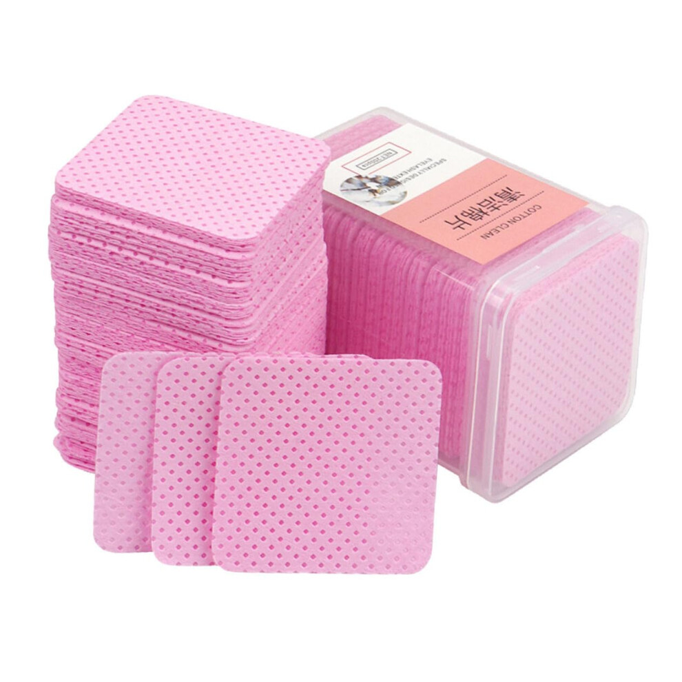 Pink 400Pcs Eyelash Extension Glue Wipes Lint Nonwoven Lash Glue Cleaning Pads