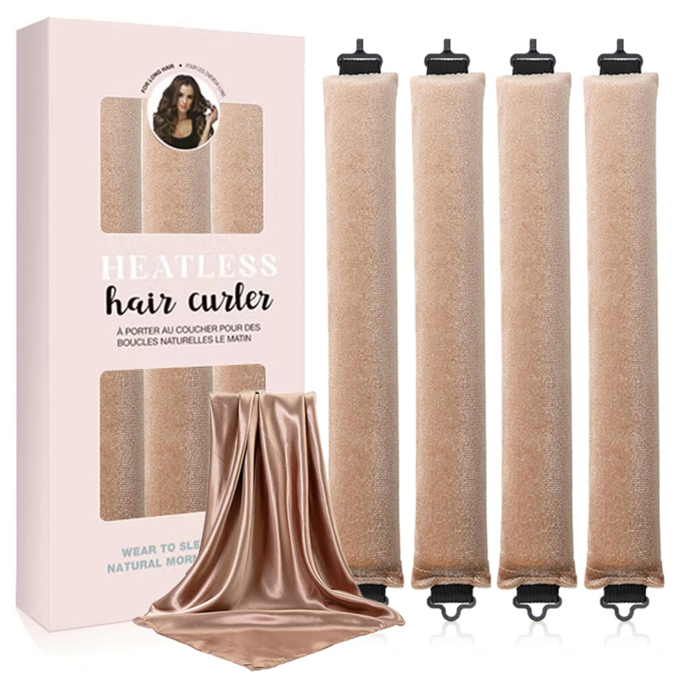 Heatless Curling Rod Set  No Heat Hair Curler with Velvet Wrap and Silk Scrunchie for Overnight Damage Curls