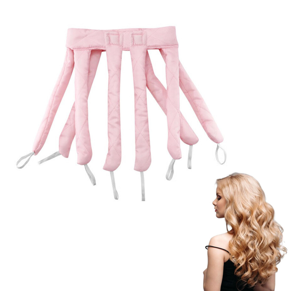 Pink Heatless Hair Curlers For Long Hair, Satin Overnight Curling Headband With Octopus Wrap Design,