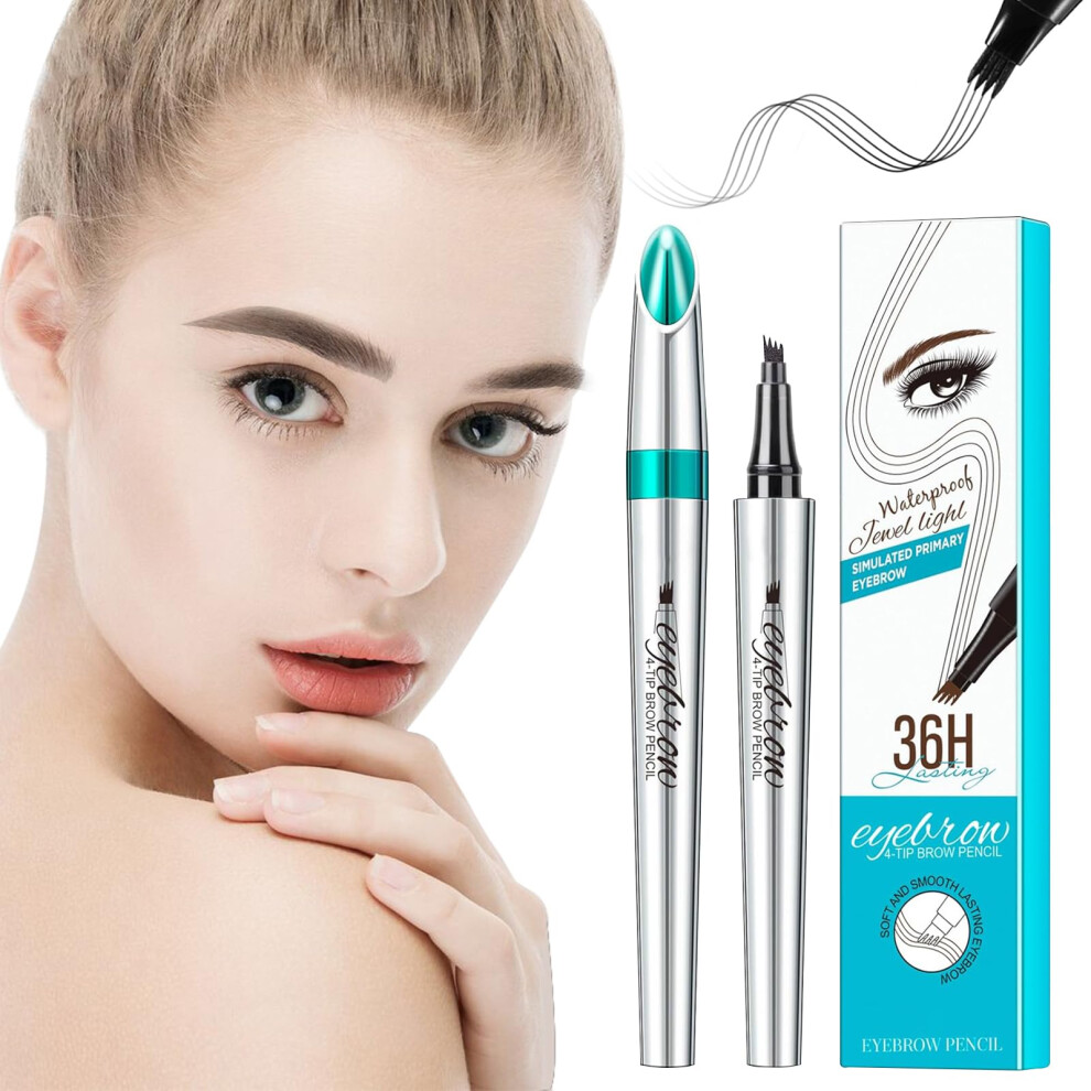 Brown Microblading Eyebrow Pen With 4Prong Tip Waterproof Smudgeproof Long Lasting Brow Pencil