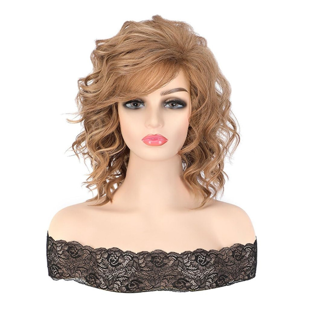 Unisex Women's Wigs Short Curly Synthetic Wig With Bangs, Natural Hairline, Heat Resistant, Lightweight