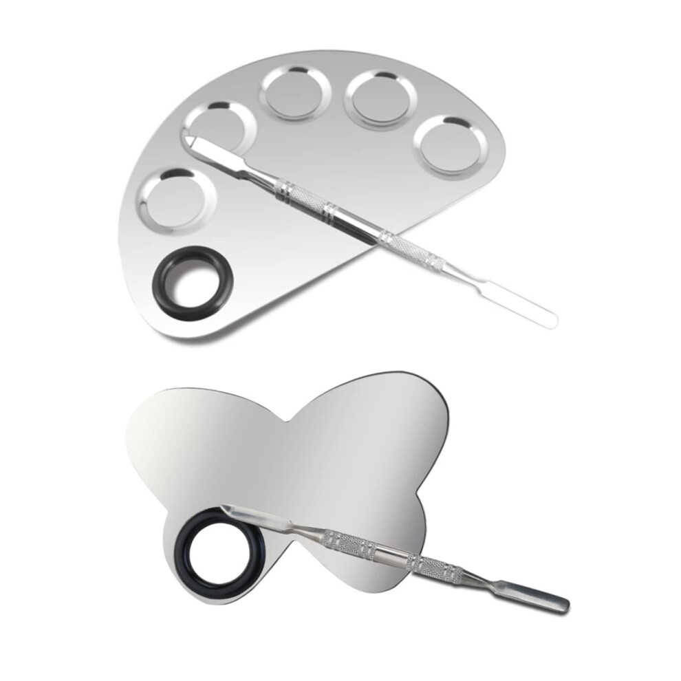 Makeup Mixing Palette Set Stainless Steel with Spatula for Precise Blending and Easy Clean Surface