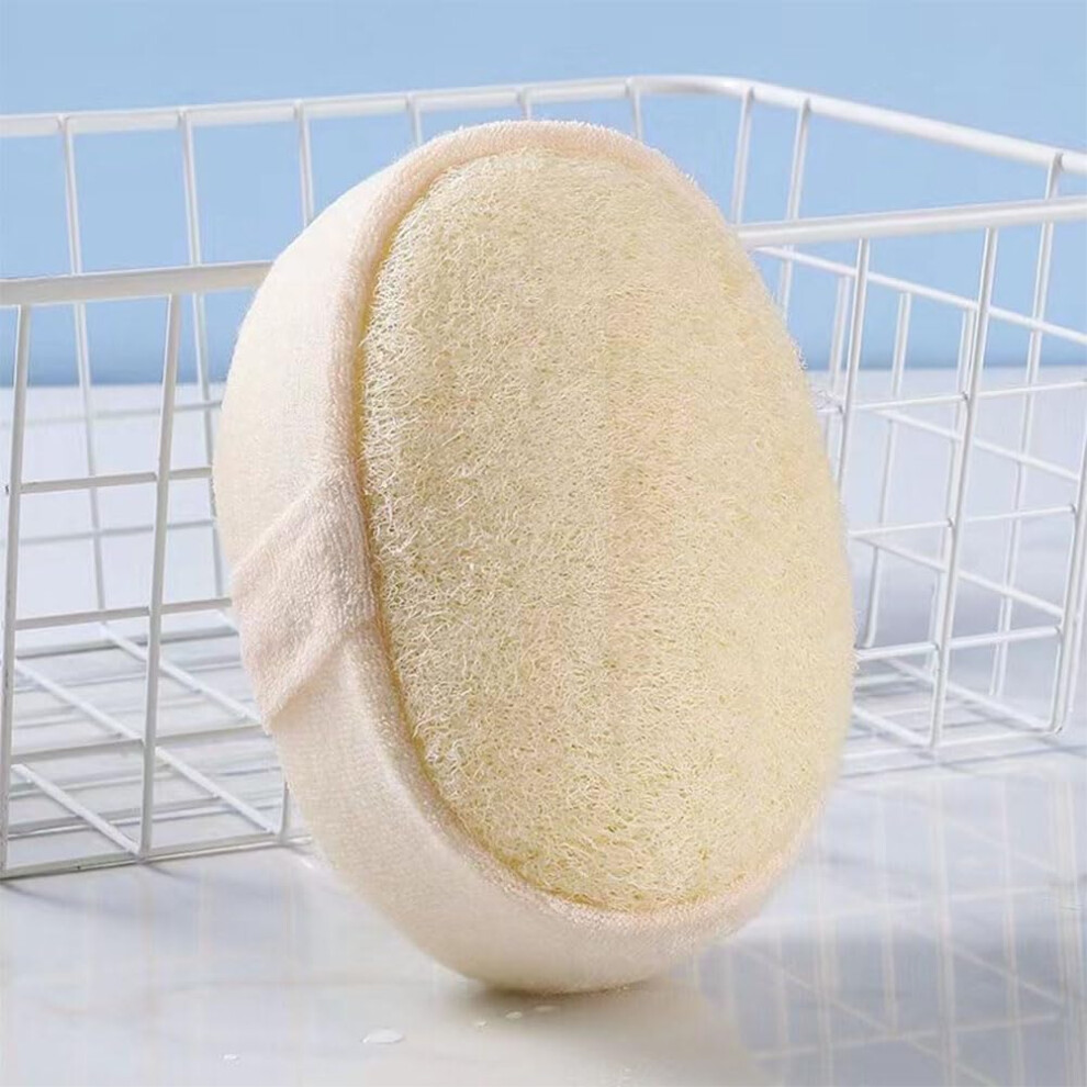 Natural Loofah Body Scrubber DualSided Exfoliating Shower Sponge with Hand Strap for Bath